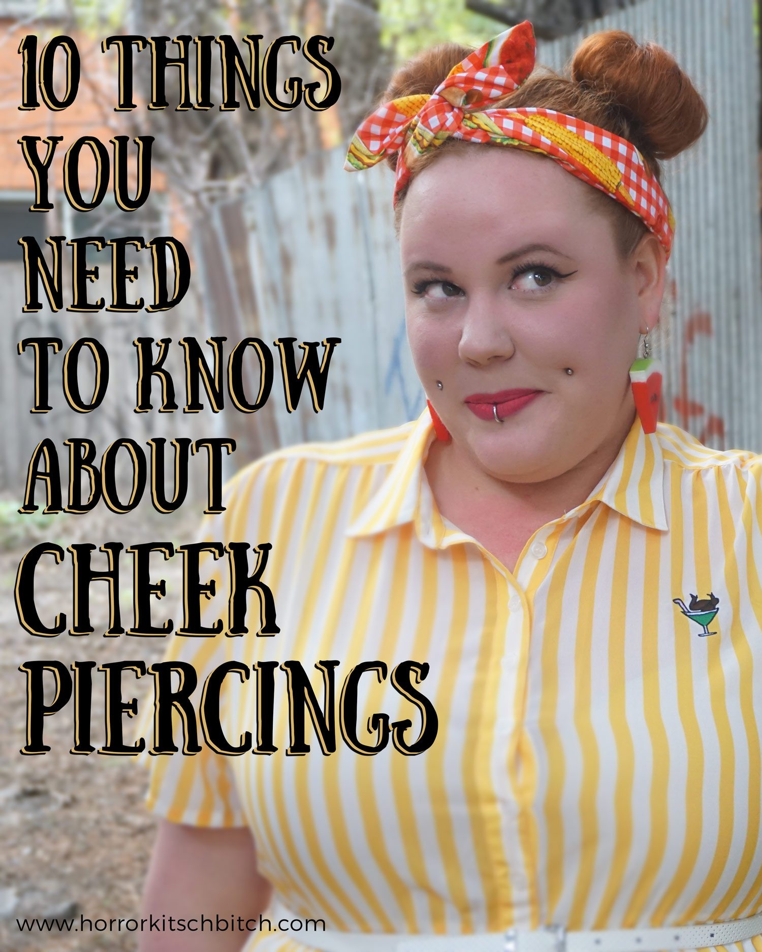 Kobi Jae of Horror Kitsch Bitch - 10 Things You Need to Know About Cheek Piercings - Advice about Dimple Piercings